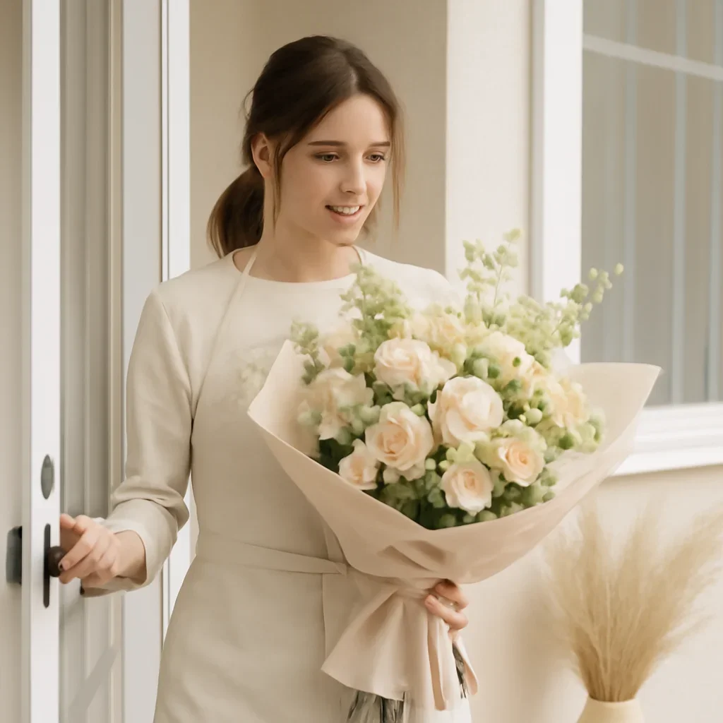 Flower delivery moment connected to home